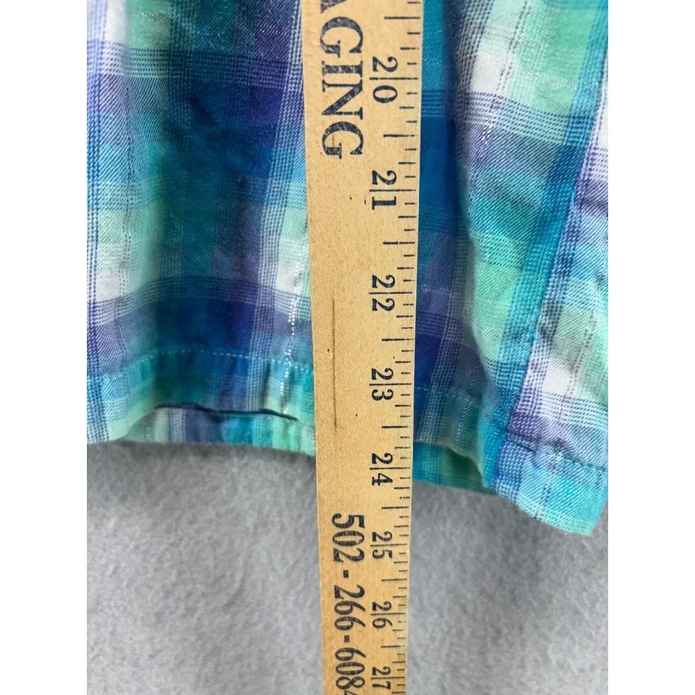 Victoria's Secret Pajama Set Women Small Teal‎ Purple Plaid Metallic